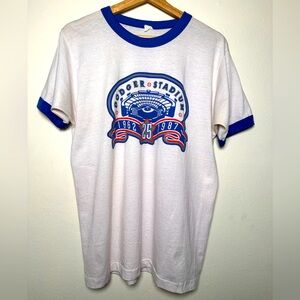 Vintage Los Angeles Dodgers Stadium 25th 1987 Anniversary Ringer T-Shirt MLB